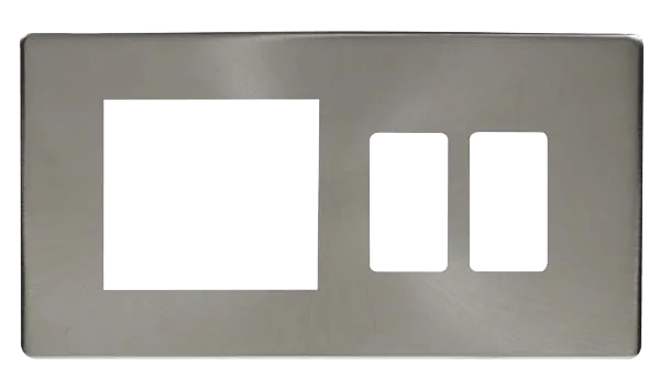 Click Definity SCP31102BS 2 Gang GridPro Frontplate with Twin New Media Aperture - Brushed Stainless