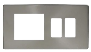 Click Definity SCP31102BS 2 Gang GridPro Frontplate with Twin New Media Aperture - Brushed Stainless