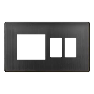 Click Definity SCP31102BZ 2 Gang GridPro Frontplate with Twin New Media Aperture - Matt Bronze