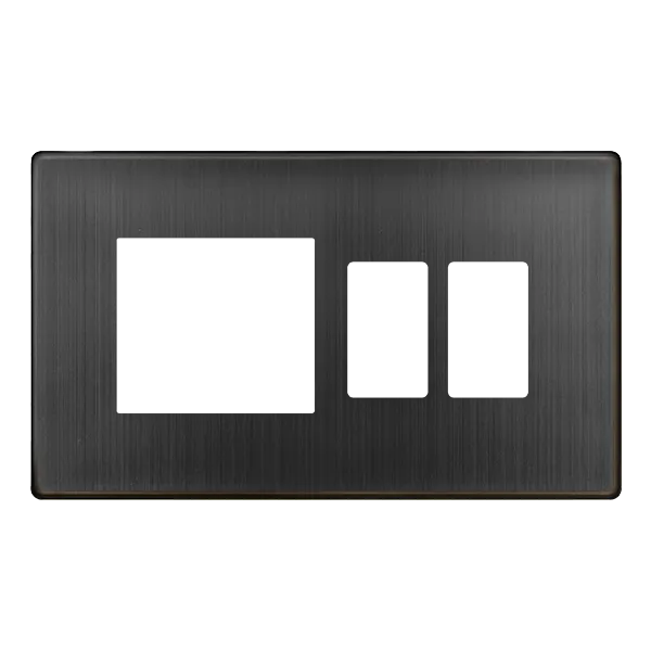Click Definity SCP31102BZ 2 Gang GridPro Frontplate with Twin New Media Aperture - Matt Bronze