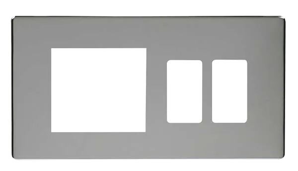 Click Definity SCP31102CH 2 Gang GridPro Frontplate with Twin New Media Aperture - Polished Chrome