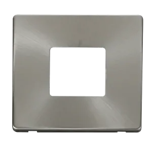 Click Definity SCP402BS 1G Twin Aperture MiniGrid Unfurnished Front Plate - Brushed Stainless