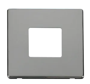 Click Definity SCP402CH 1G Twin Aperture MiniGrid Unfurnished Front Plate - Polished Chrome
