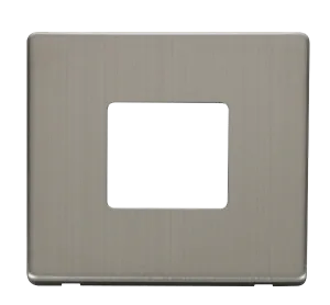 Click Definity SCP402SS 1G Twin Aperture MiniGrid Unfurnished Front Plate - Stainless Steel