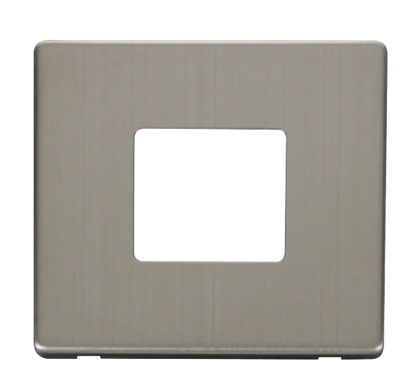 Click Definity SCP402SS 1G Twin Aperture MiniGrid Unfurnished Front Plate - Stainless Steel