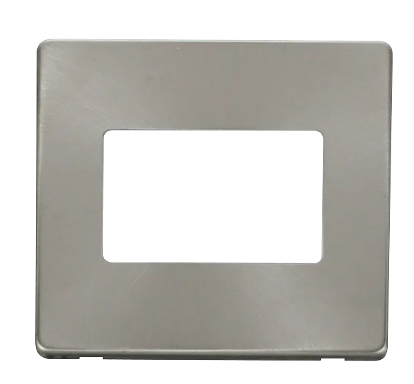 Click Definity SCP403BS 1G Triple Aperture MiniGrid Unfurnished Front Plate - Brushed Stainless