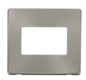 Click Definity SCP403BS 1G Triple Aperture MiniGrid Unfurnished Front Plate - Brushed Stainless