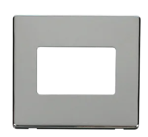 Click Definity SCP403CH 1G Triple Aperture MiniGrid Unfurnished Front Plate - Polished Chrome