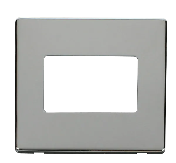 Click Definity SCP403CH 1G Triple Aperture MiniGrid Unfurnished Front Plate - Polished Chrome