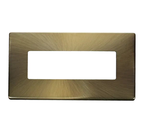 Click Definity SCP426AB 2G (6 In-Line) Aperture MiniGrid Unfurnished Front Plate - Antique Brass