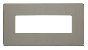 Click Definity SCP426SS 2G (6 In-Line) Aperture MiniGrid Unfurnished Front Plate - Stainless Steel