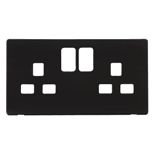 Click Definity SCP436MB 2 Gang 13A Switched Socket Cover Plate - Metal Black