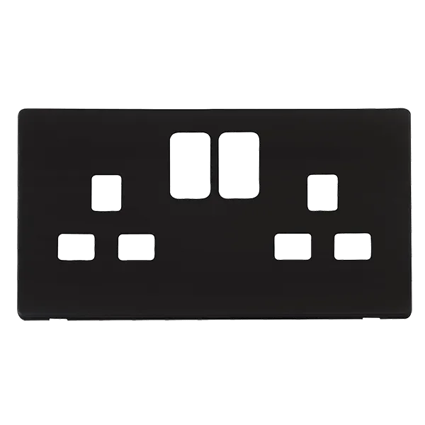 Click Definity SCP436MB 2 Gang 13A Switched Socket Cover Plate - Metal Black