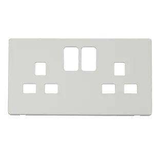 Click Definity SCP436MW 2 Gang 13A Switched Socket Cover Plate - Metal White