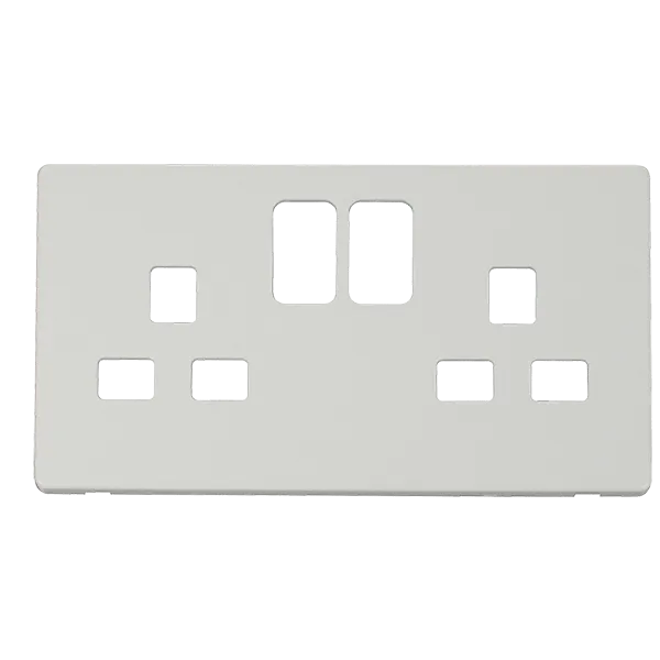 Click Definity SCP436MW 2 Gang 13A Switched Socket Cover Plate - Metal White