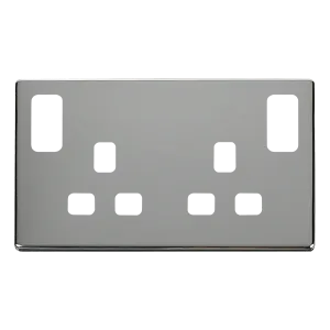 Click Definity SCP840CH 13A 2G DP Switched Socket with Neon Cover Plate - Polished Chrome