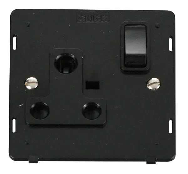 Click Definity SIN034BK 1 Gang 15A Round Pin Switched Socket Insert - Black