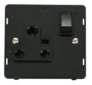 Click Definity SIN034BK 1 Gang 15A Round Pin Switched Socket Insert - Black