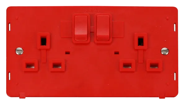 Click Definity SIN036RD 2 Gang 13A DP Switched Socket Insert - Red