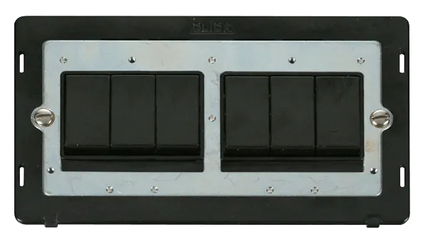 Click Definity SIN105BK 10AX 6 Gang (2 x 3) 2 Way Switch Insert - Black