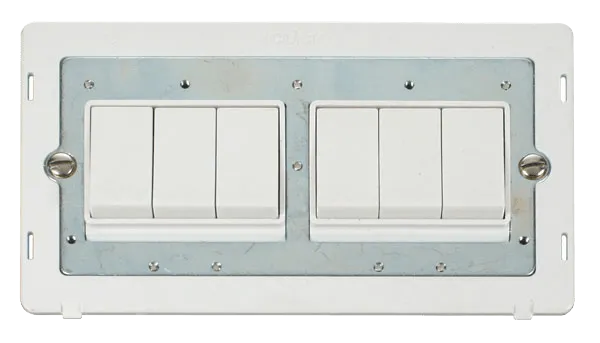 Click Definity SIN105PW 10AX 6 Gang (2 x 3) 2 Way Switch Insert - Polar White