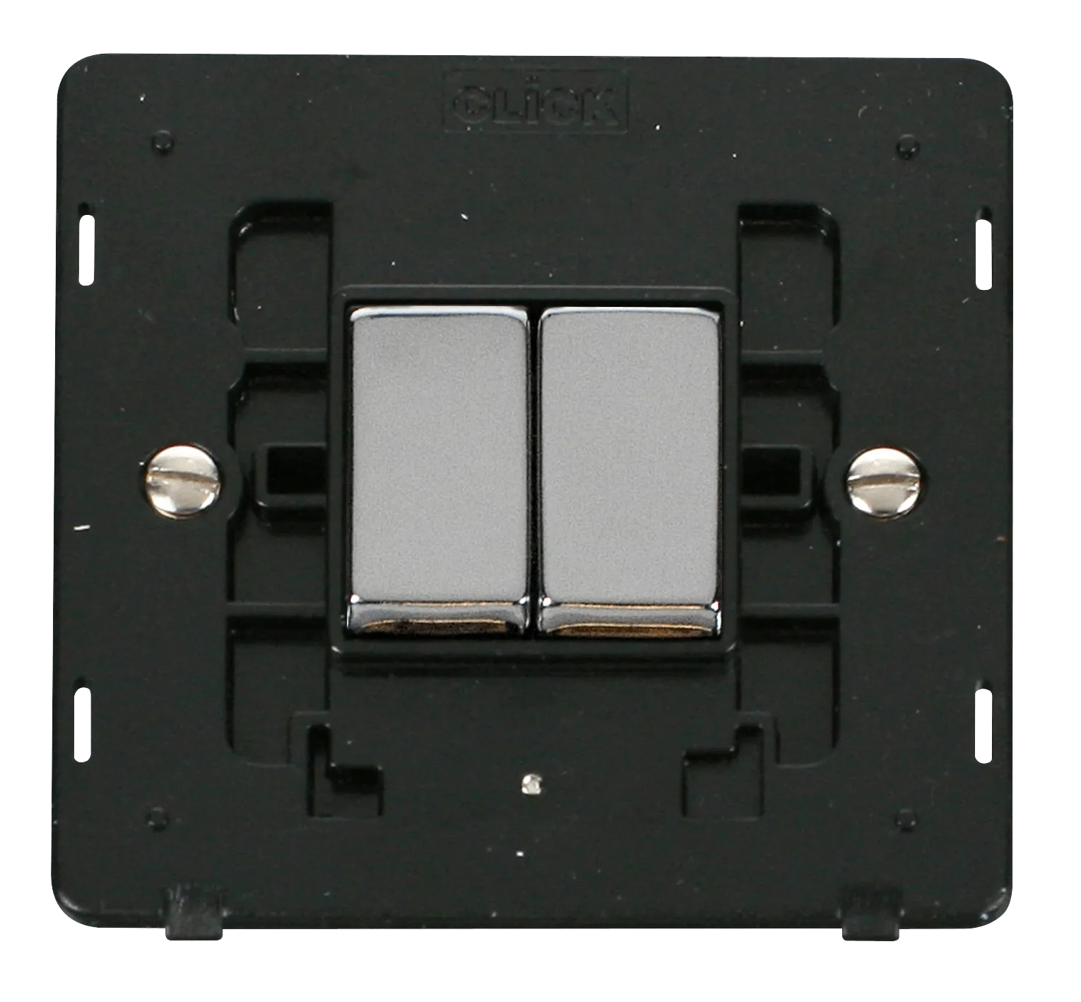 Click Definity SIN412BKCH Ingot 10AX 2 Gang 2 Way Switch Insert - Black / Chrome