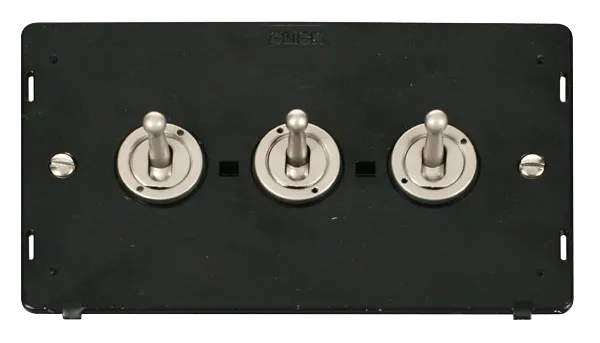 Click Definity SIN423PN 10AX 3 Gang 2 Way Toggle Switch Insert - Pearl Nickel