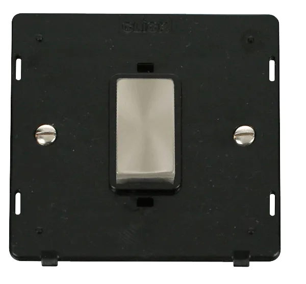 Click Definity SIN500BKBS Ingot 45A 1 Gang Plate DP Switch Insert - Black / Brushed Stainless