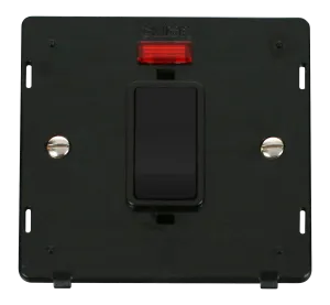 Click Definity SIN501BK 50A 1 Gang Double Pole Plate Switch with Neon Insert - Black Insert & Rocker