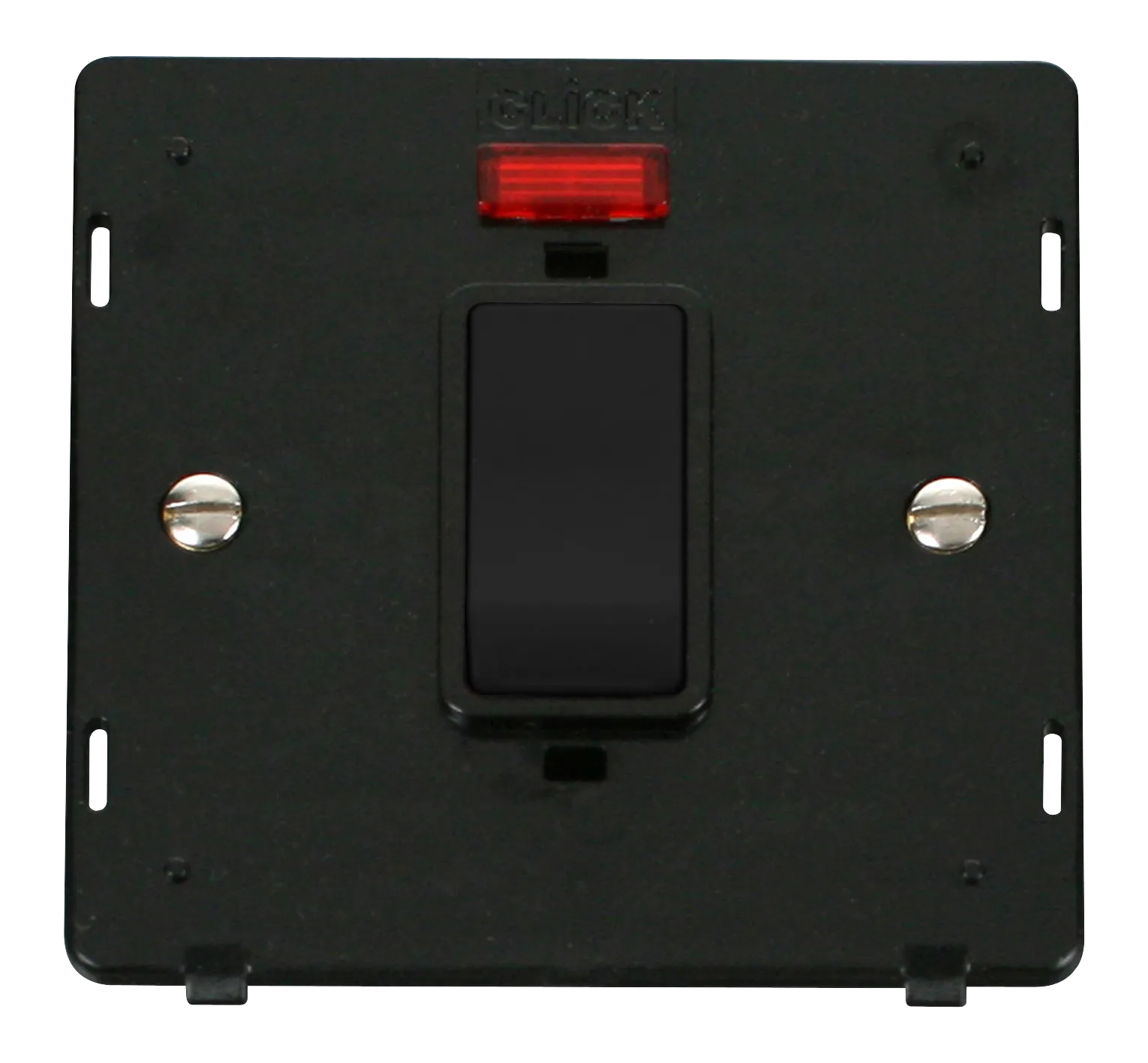 Click Definity SIN501BK 50A 1 Gang Double Pole Plate Switch with Neon Insert - Black Insert & Rocker