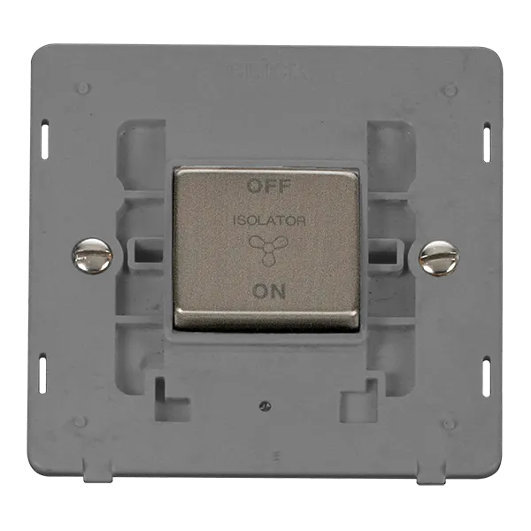 Click Definity SIN520GYSS 10A Ingot 3 Pole Fan Isolation Plate Switch Insert - Grey / Stainless Steel