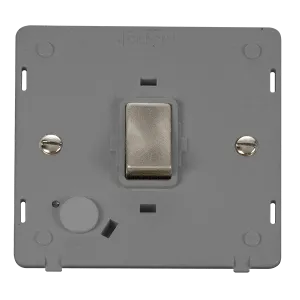 Click Definity SIN522GYBS 20A Ingot Double Pole Plate Switch With Optional Flex Outlet Insert - Grey / Brushed Stainless