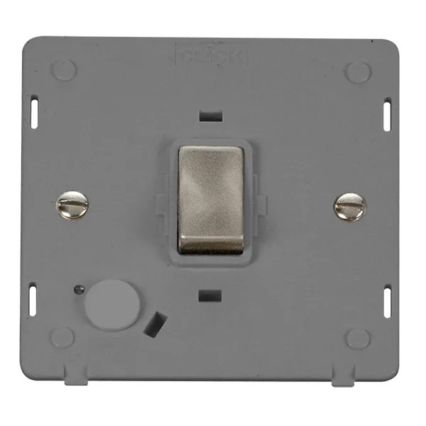 Click Definity SIN522GYBS 20A Ingot Double Pole Plate Switch With Optional Flex Outlet Insert - Grey / Brushed Stainless