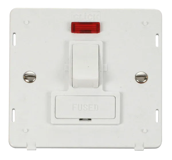 Click Definity SIN652PW 13A Fused Switched Connection Unit With Neon Insert - Polar White
