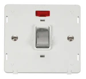 Click Definity SIN723PWCH Ingot 20A 1 Gang DP Switch With Neon Insert - Polar White / Chrome