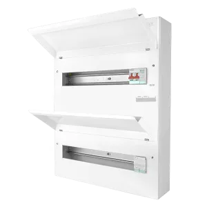 Click Elucian CUDEB36MSSPC31 36 Way Dual Row Metal Consumer Unit with 100A Mains Switch   100A Connector   2 Pole SPD (31 Free Ways)