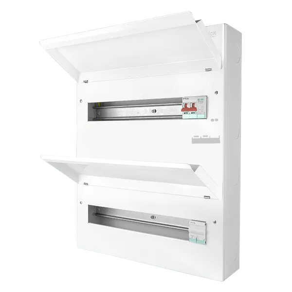 Click Elucian CUDEB36MSSPC31 36 Way Dual Row Metal Consumer Unit with 100A Mains Switch   100A Connector   2 Pole SPD (31 Free Ways)