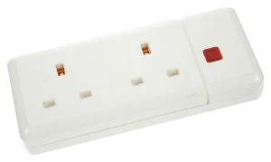 Click ES002 13A 2 Gang Trailing Socket   Neon - White