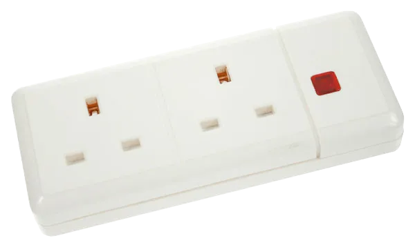 Click ES002 13A 2 Gang Trailing Socket   Neon - White
