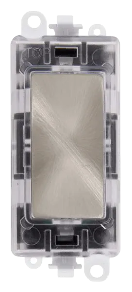 Click GridPro GM2008RTBS 250V~ Red Transparent Illuminated Blank Module - Brushed Steel