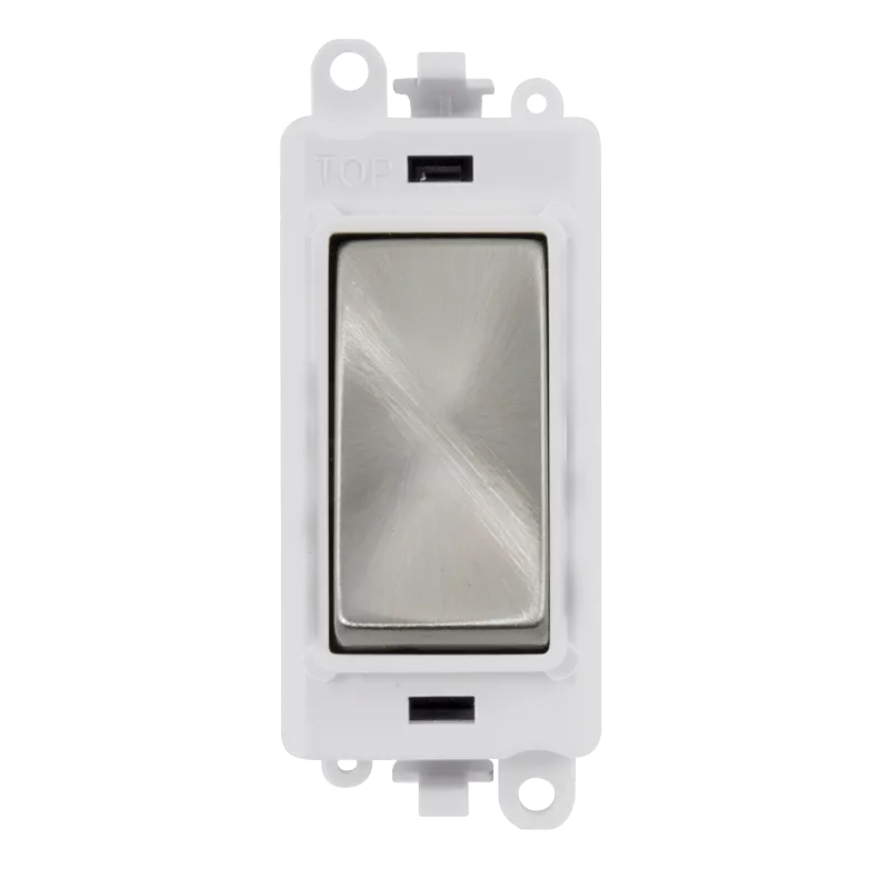 Click GridPro GM2018PWSC 20AX Double Pole Switch Module - Satin Chrome (Polar White)