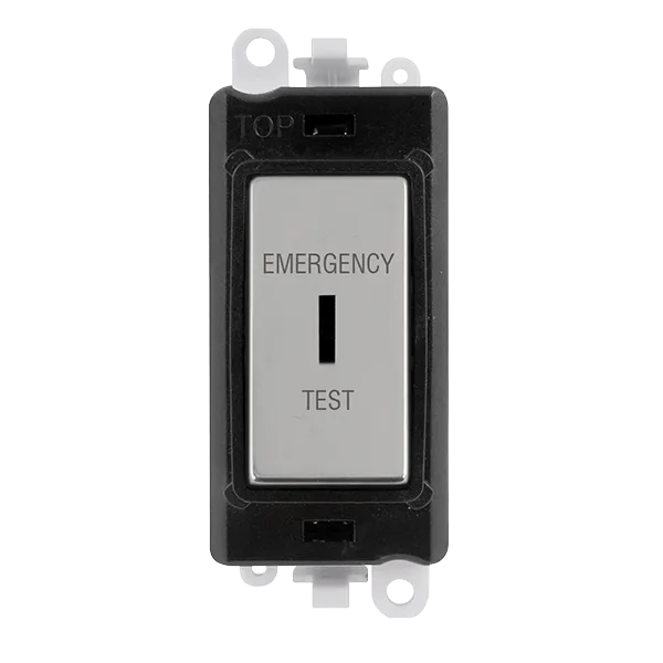Click GridPro GM2046BKCHET 20AX Double Pole Keyswitch 'Emergency Test' Module - Polished Chrome (Black)