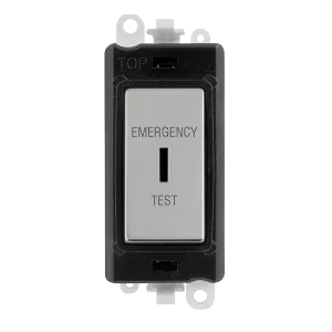 Click GridPro GM2046BKCHET 20AX Double Pole Keyswitch 'Emergency Test' Module - Polished Chrome (Black)