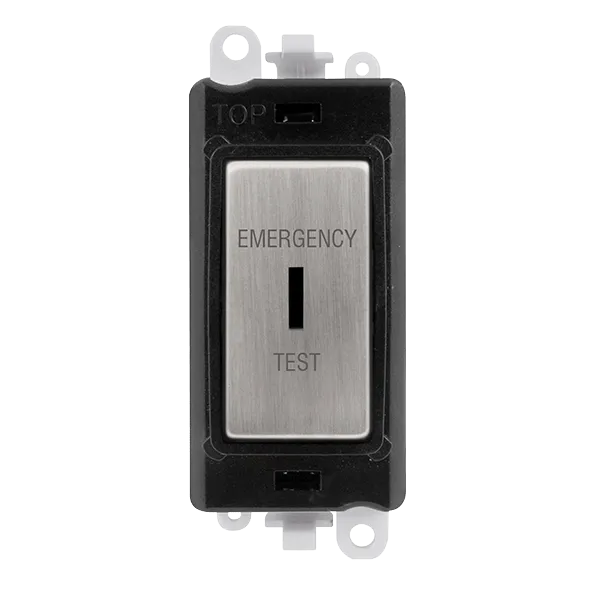 Click GridPro GM2046BKSSET 20AX Double Pole Keyswitch 'Emergency Test' Module - Stainless Steel (Black)