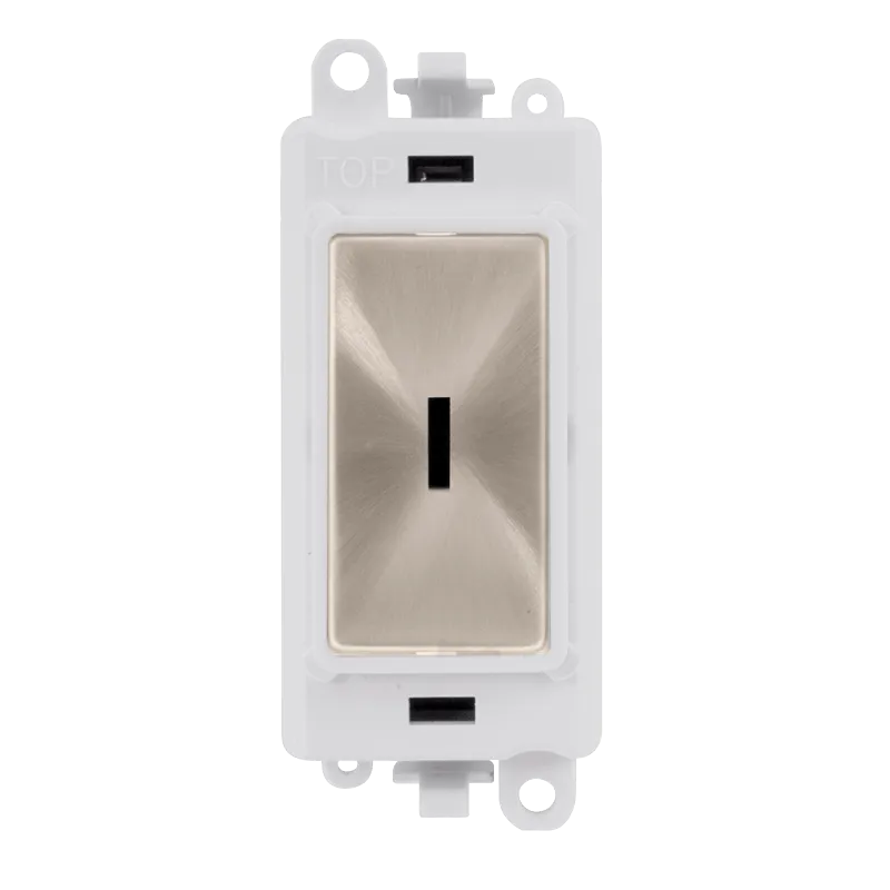 Click GridPro GM2046PWBS 20AX Double Pole Keyswitch Module - Brushed Stainless (Polar White)