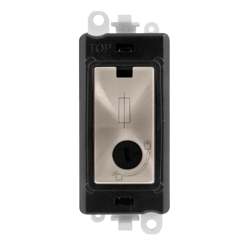 Click GridPro GM2047-LBKBS 13A Fused Lockable Module - Brushed Stainless (Black)