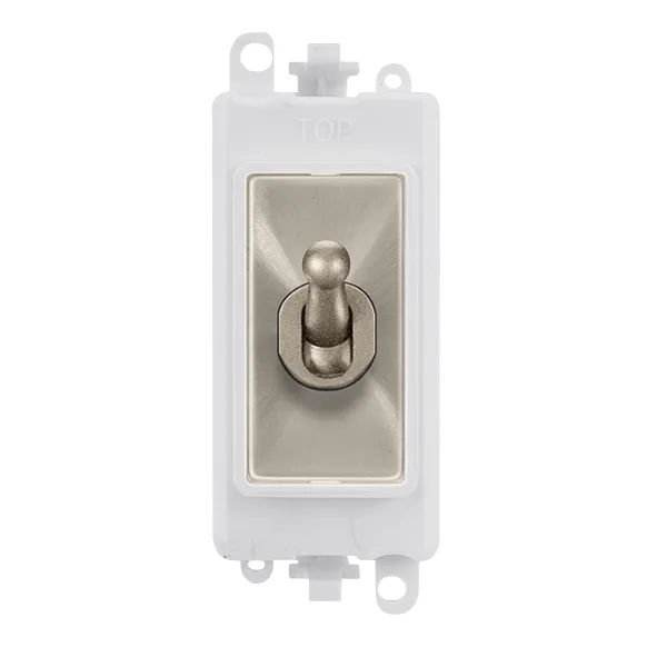 Click GridPro GM209002PWBS 20AX 2 Way Toggle Switch - Brushed Stainless (Polar White)