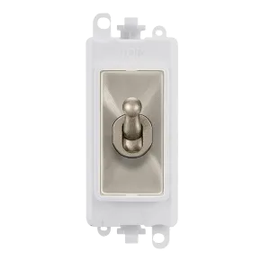 Click GridPro GM209002PWBS 20AX 2 Way Toggle Switch - Brushed Stainless (Polar White)