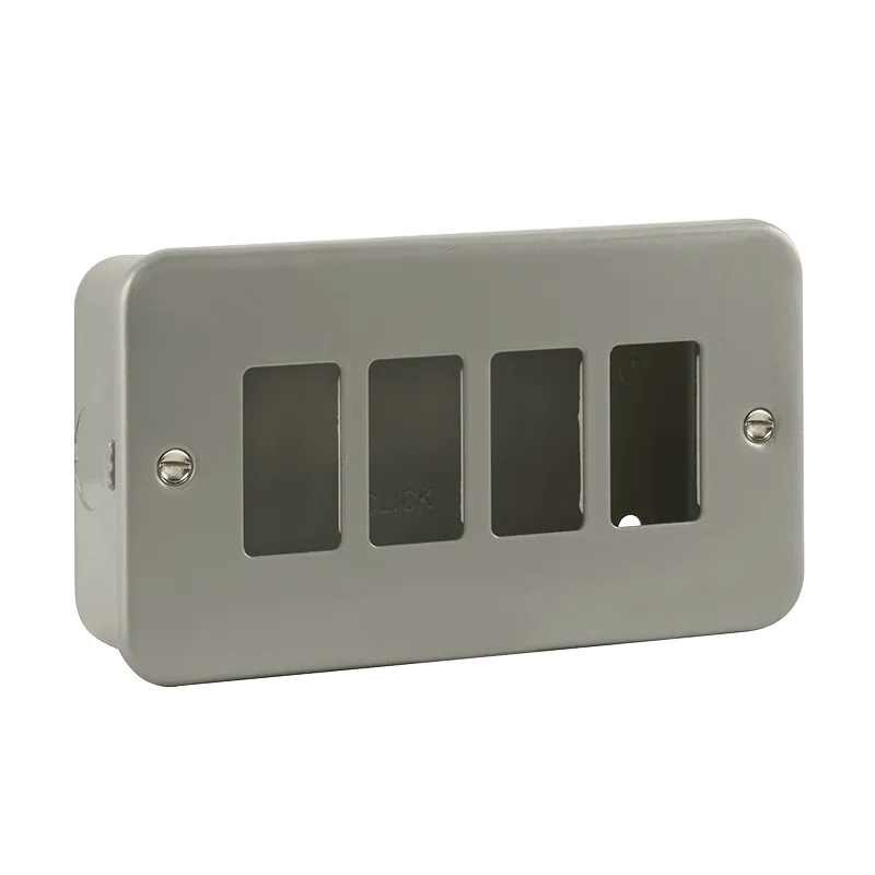 Click Metal Clad CL20404 4 Gang GridPro Frontplate & Back Box