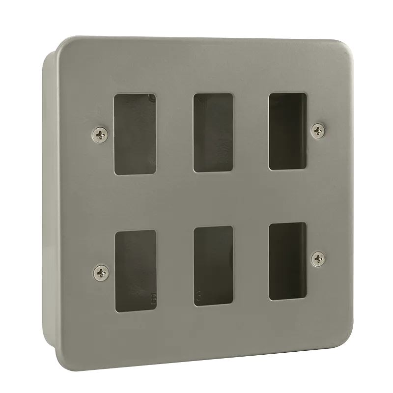 Click Metal Clad CL20506B 6 Gang GridPro Frontplate & Back Box (No Knockouts)